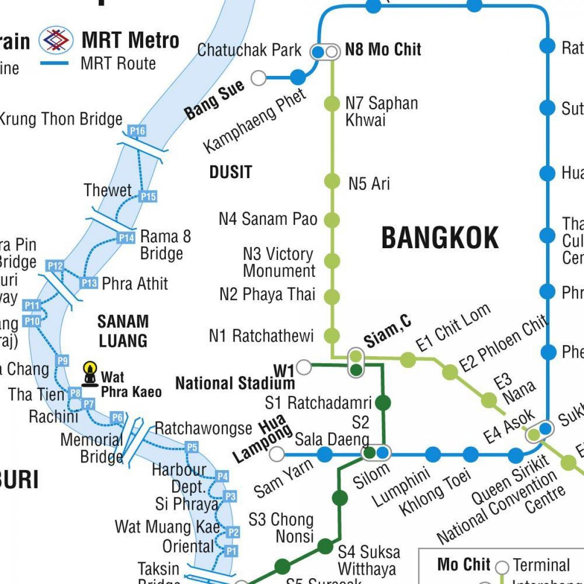 mapa de bangkok metro e skytrain