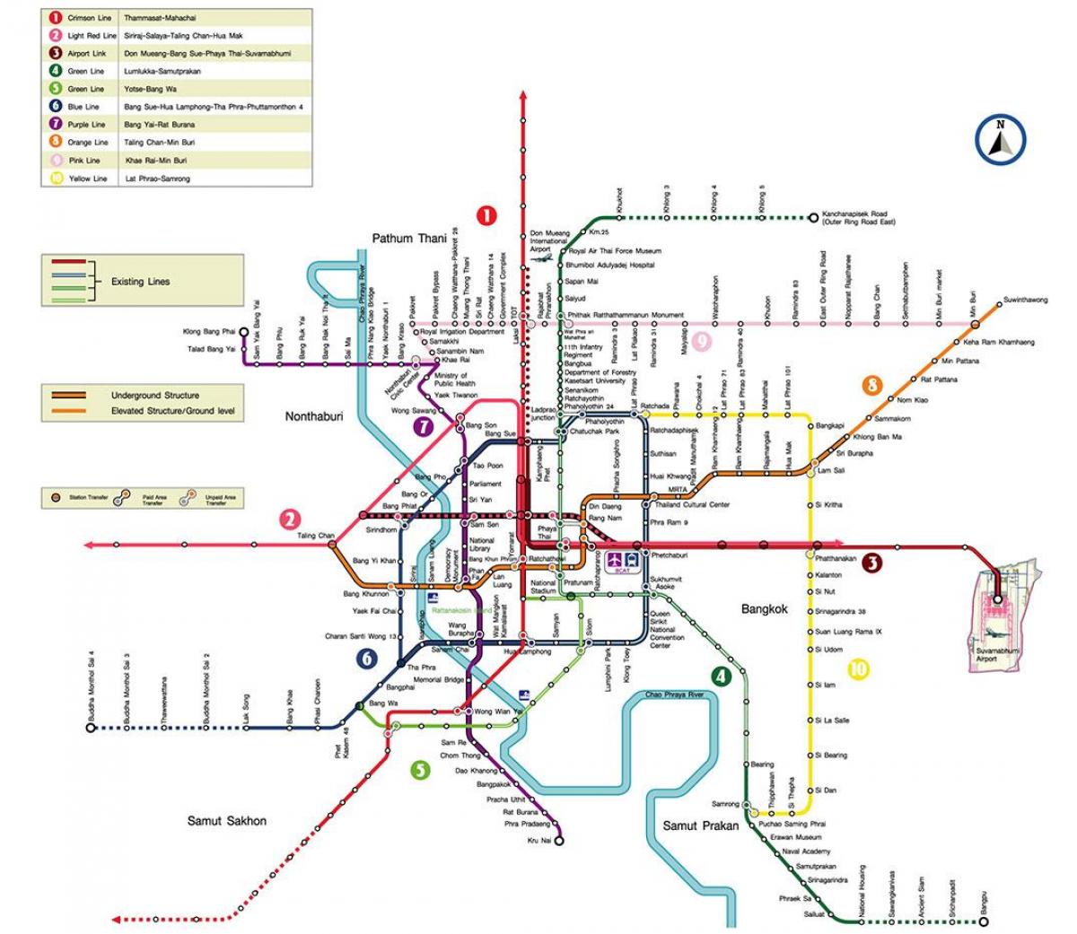 bangkok estación de metro mapa