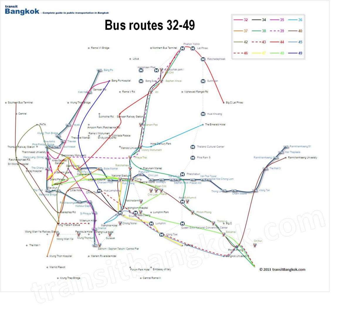 ruta de autobús mapa bangkok