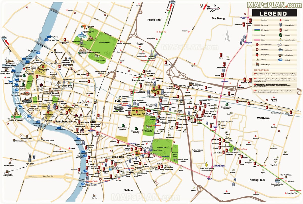 bangkok principais atraccións mapa