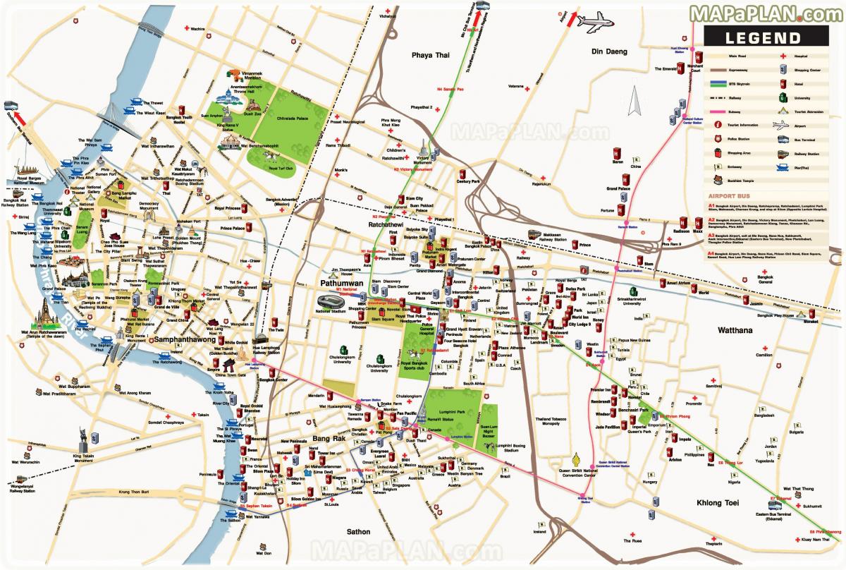 bangkok principais atraccións mapa