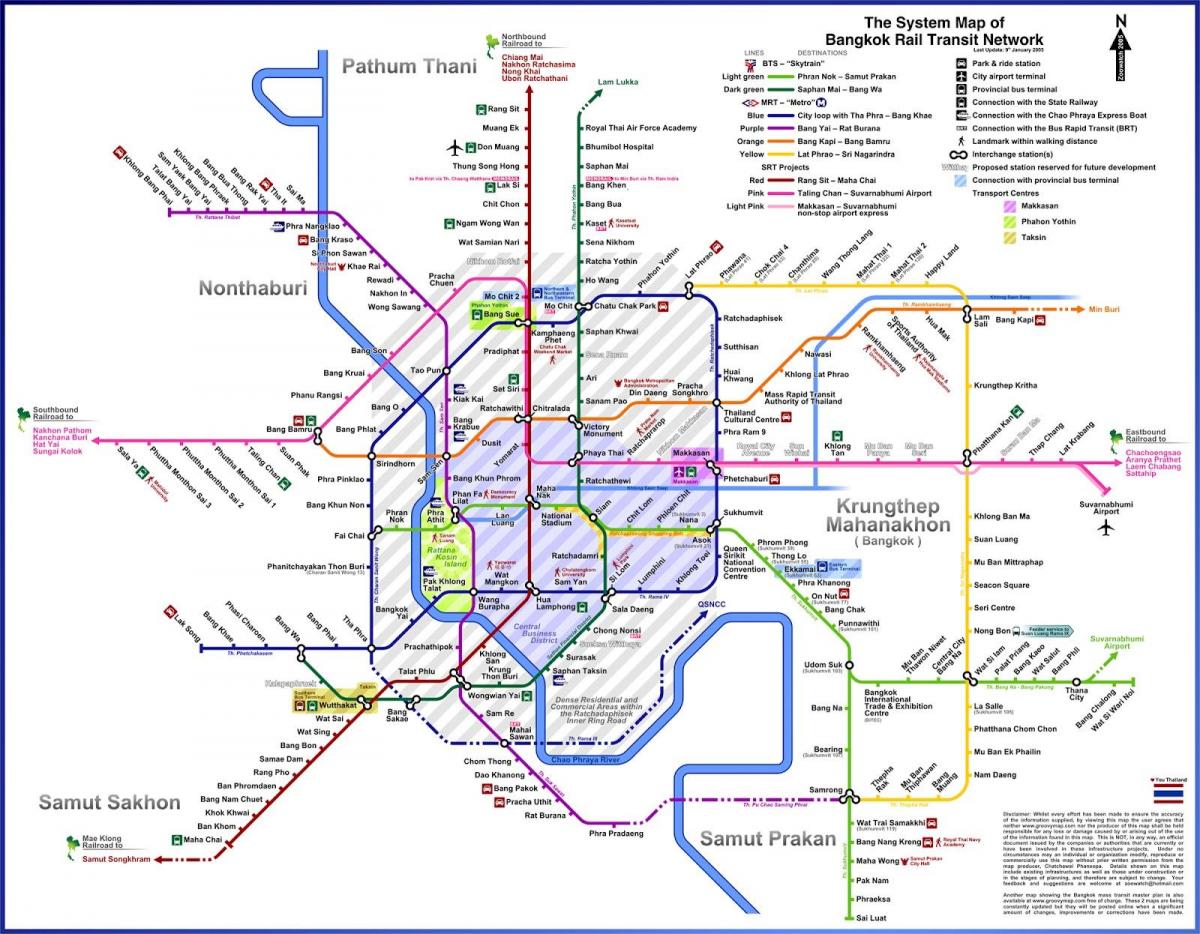 bangkok ruta de autobús mapa