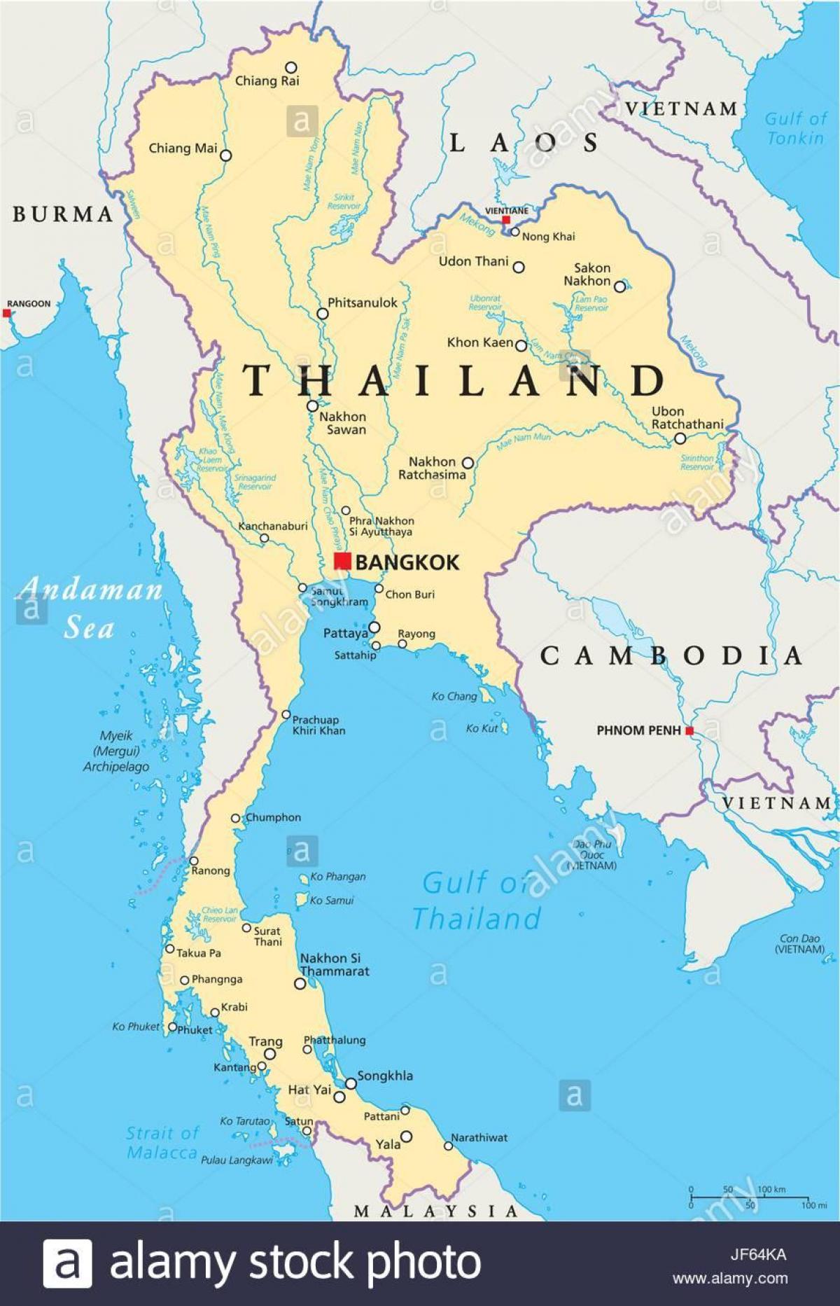bangkok sobre un mapa do mundo