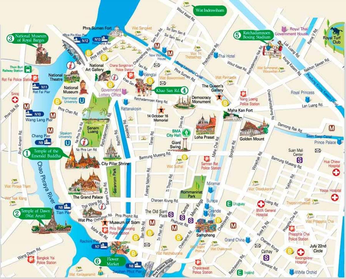 bangkok lugares de interese mapa