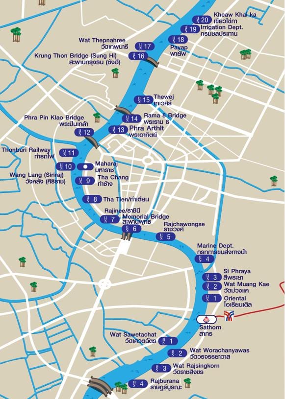 río barco de bangkok mapa