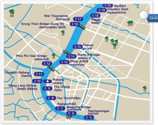 mapa de bangkok río expresar barco