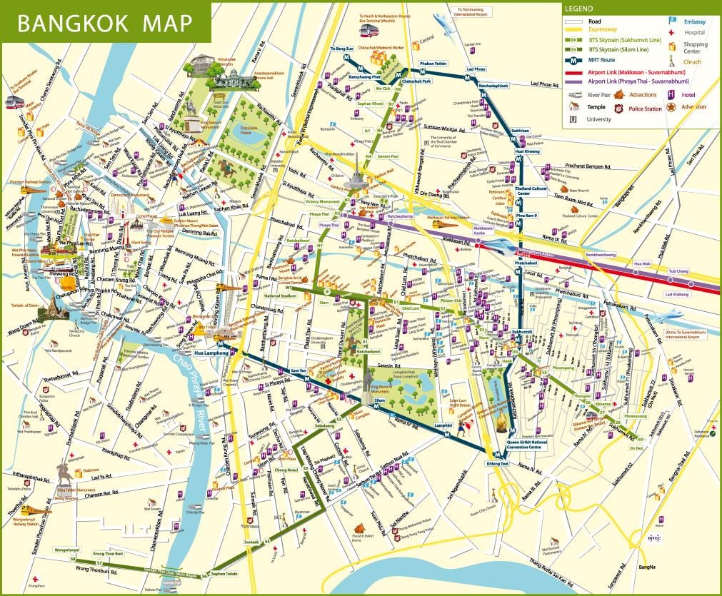 mapa de bangkok rúa