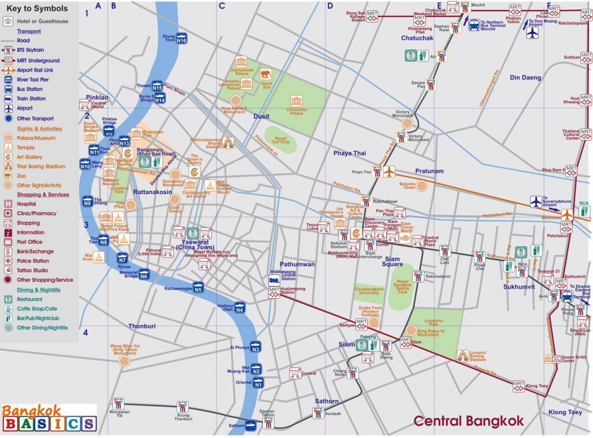 mapa do centro de bangkok