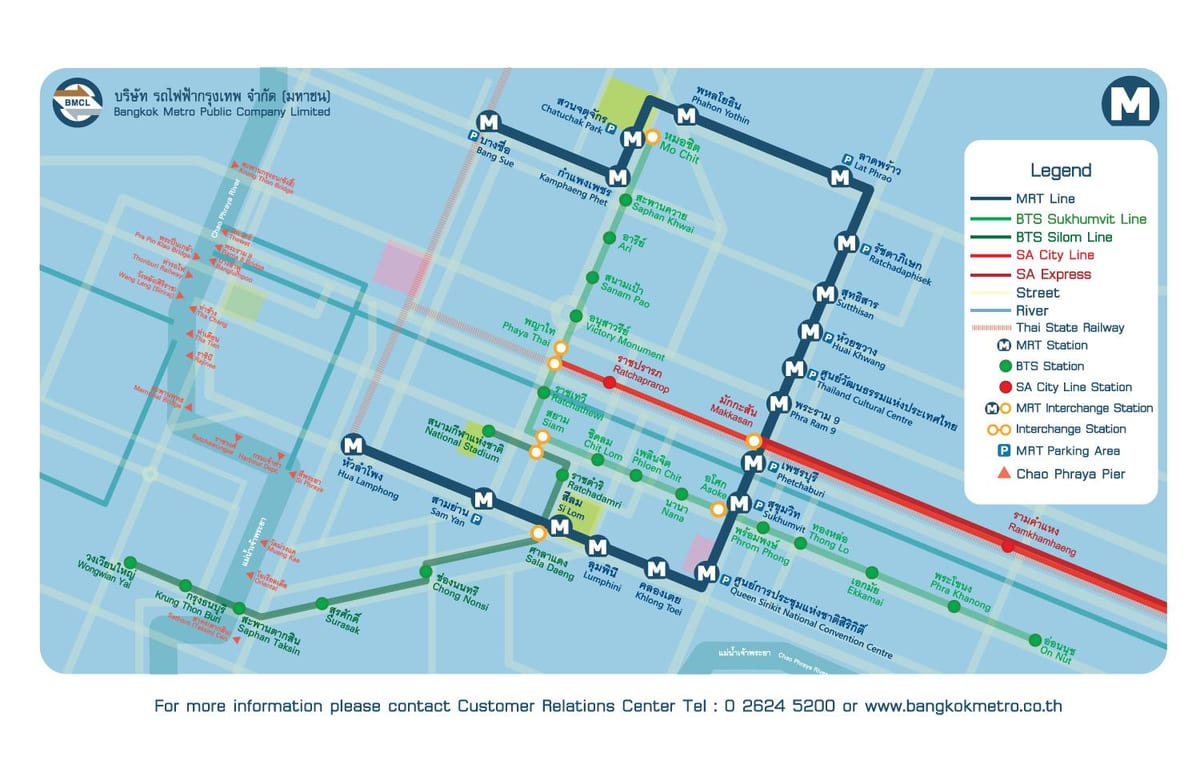 bangkok aeroporto conexión ferroviaria cidade liña mapa