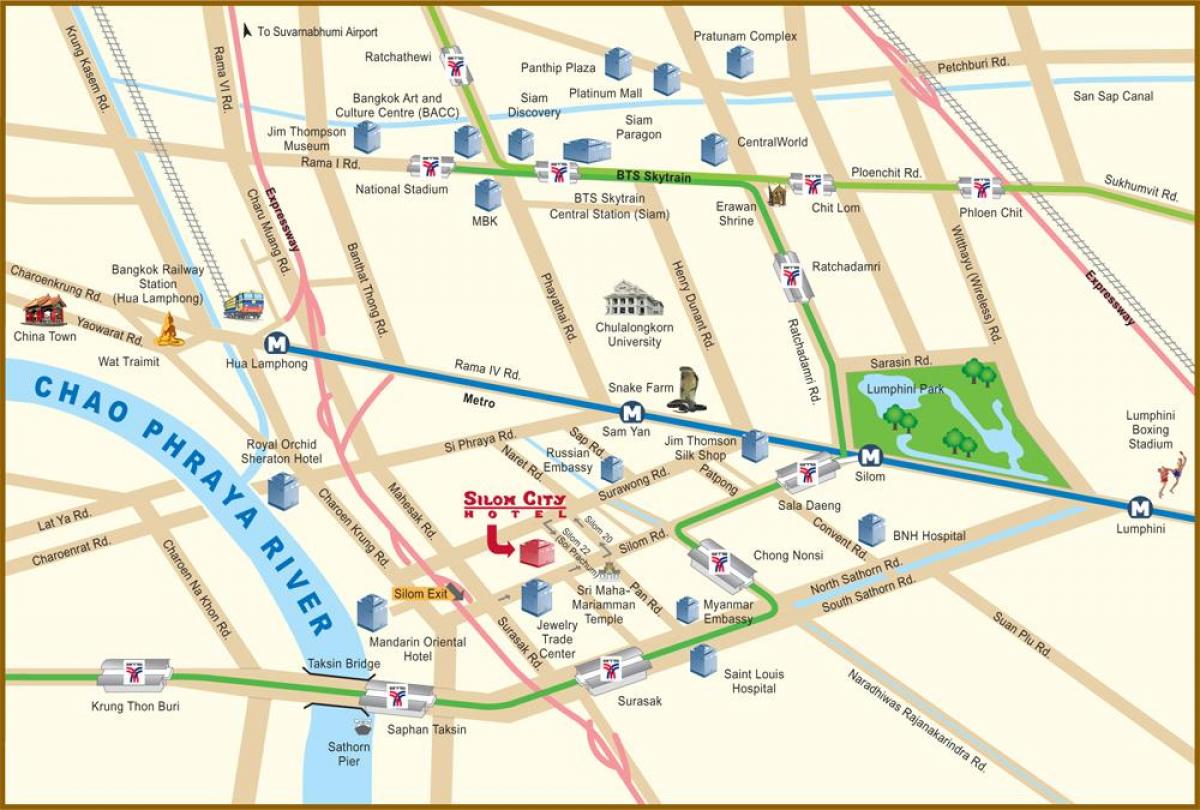 mapa de río cidade de bangkok