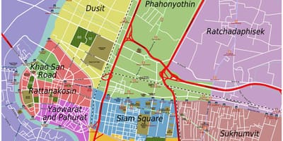Áreas de bangkok mapa