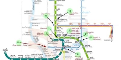 Mapa de bangkok bts mapa con atraccións