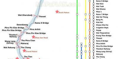 Bangkok río balsa mapa