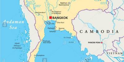 Bangkok sobre un mapa do mundo