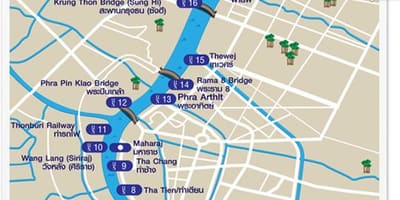 Mapa de bangkok río expresar barco