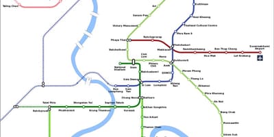 Aeroporto conexión ferroviaria mapa bangkok